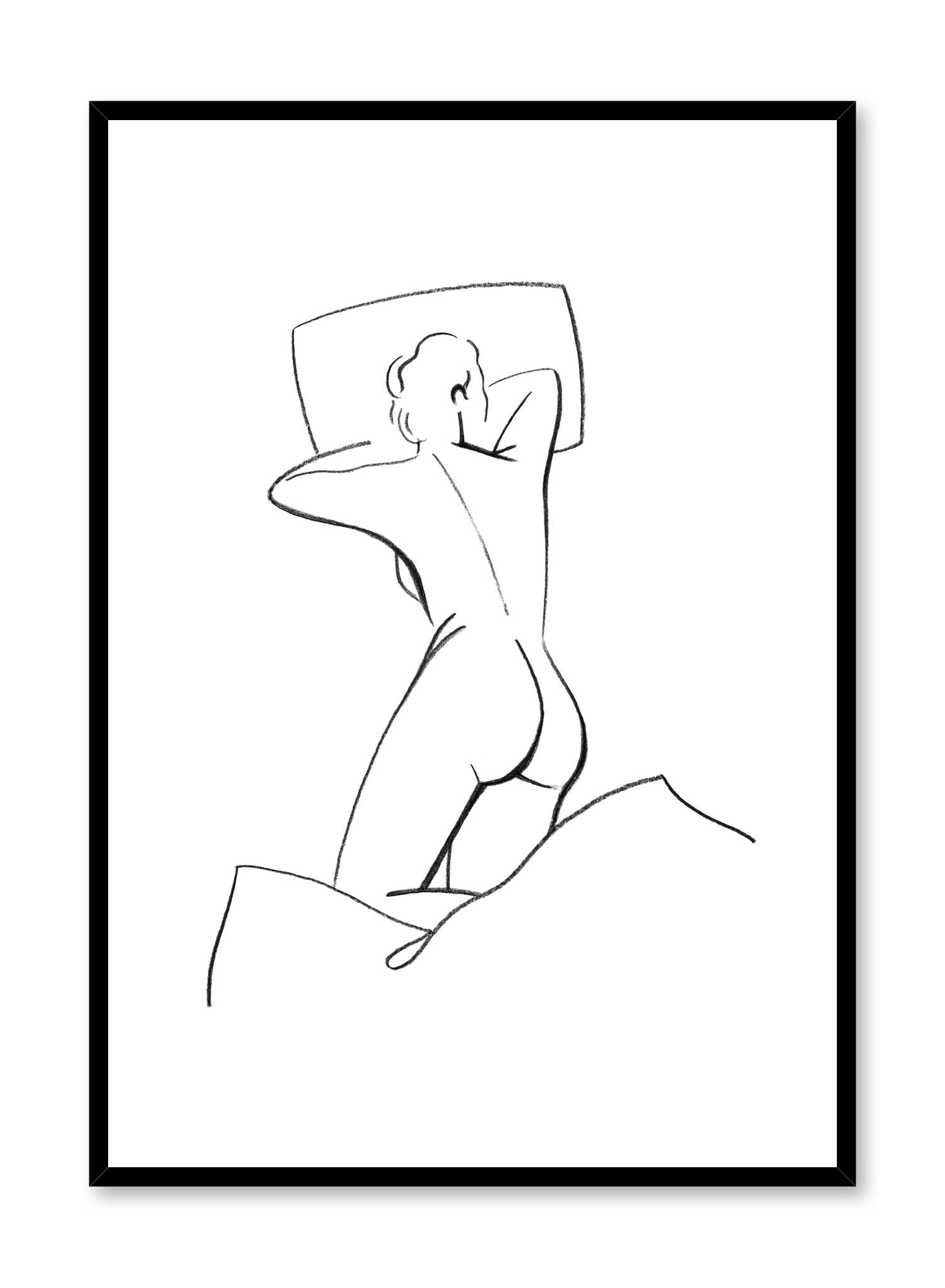 Modern minimalist line art sketch poster by Opposite Wall - Beauty Sleep