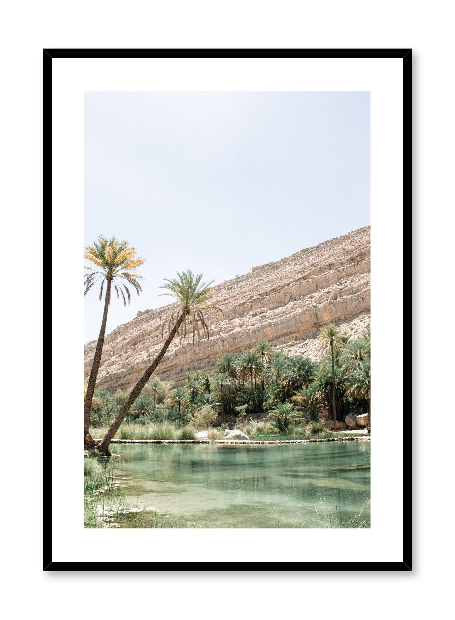 Modern landscape poster by Opposite Wall with photography of desert oasis.