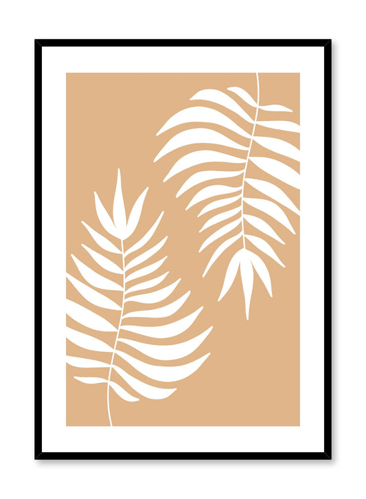 Modern minimalist illustration poster by Opposite Wall with leaves in beige