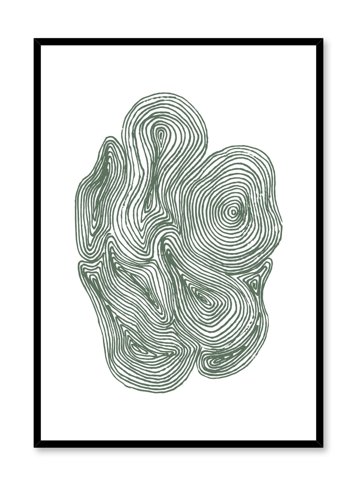 Modern minimalist abstract artwork by Opposite Wall with Cluster of Swirls in Green