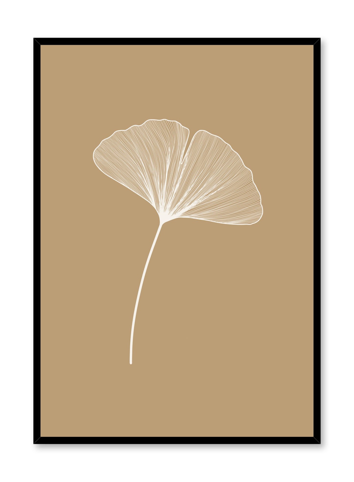 Modern minimalist botanical illustration poster by Opposite Wall with Ginkgo Leaf