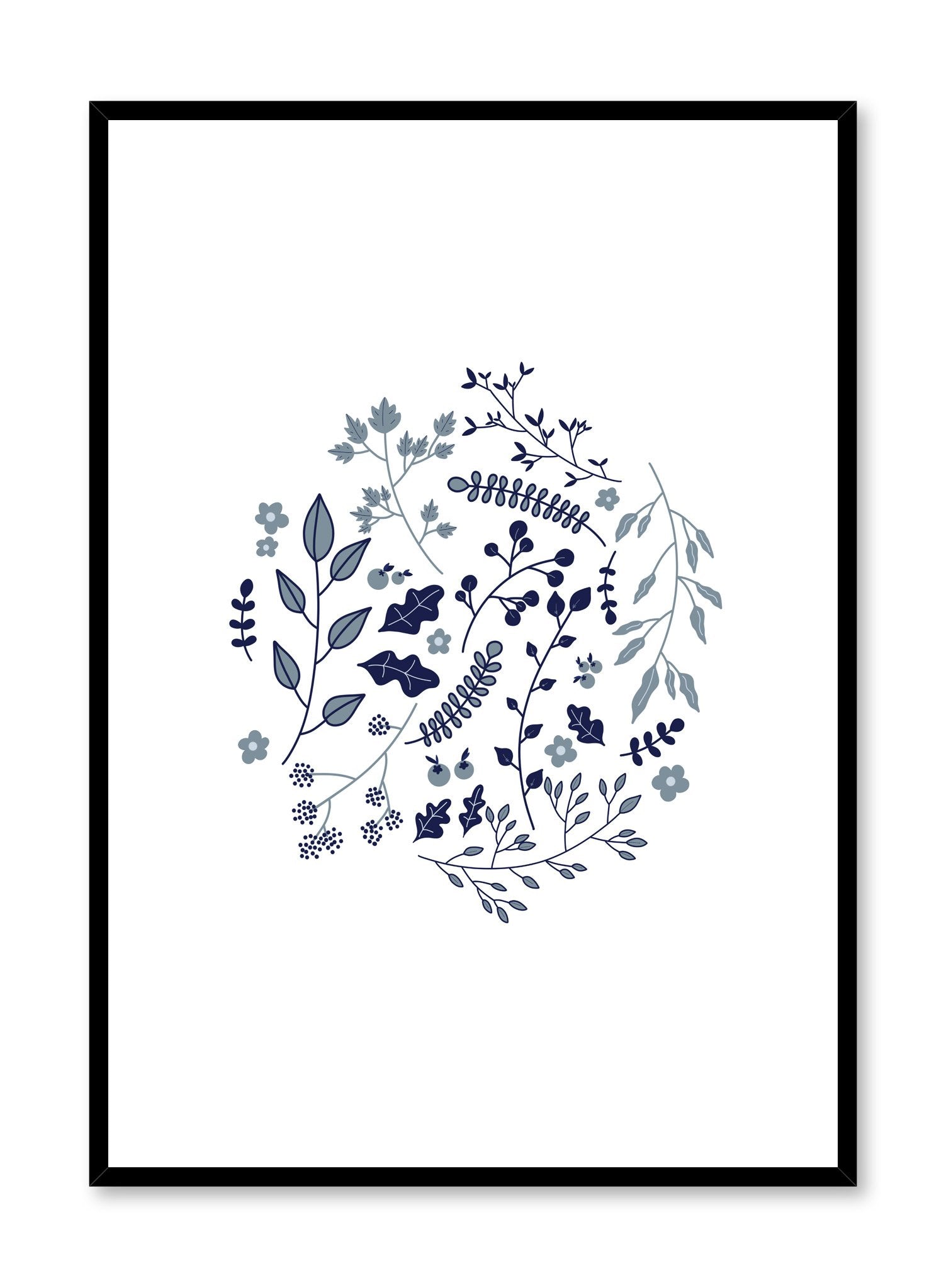 Modern minimalist botanical illustration poster by Opposite Wall with blue plants