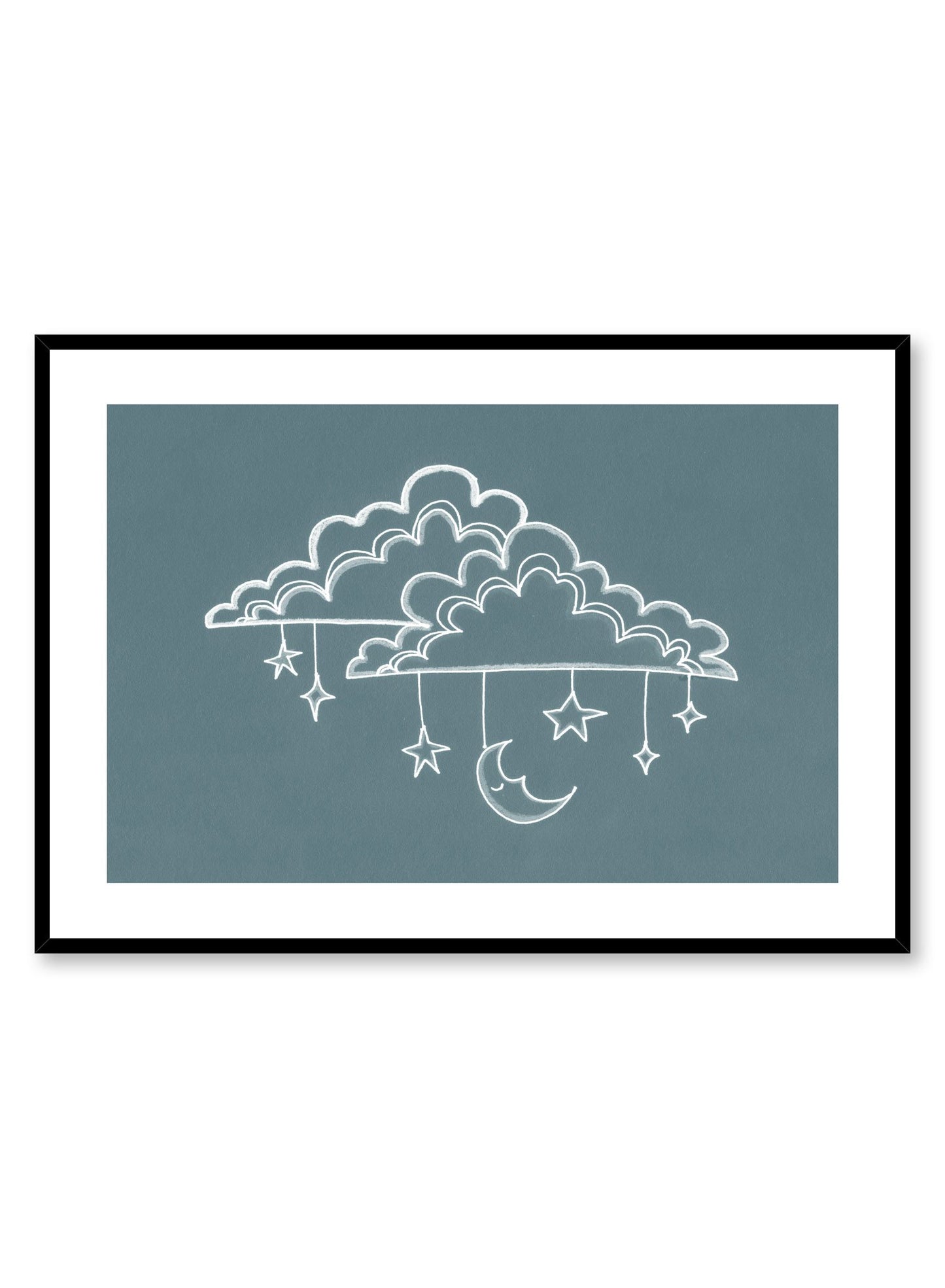 Kids nursery illustration poster by Opposite Wall with sleepy clouds