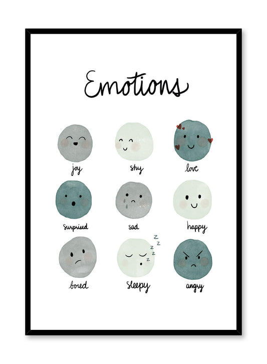 Kids nursery poster by Opposite Wall with facial emotions watercolours