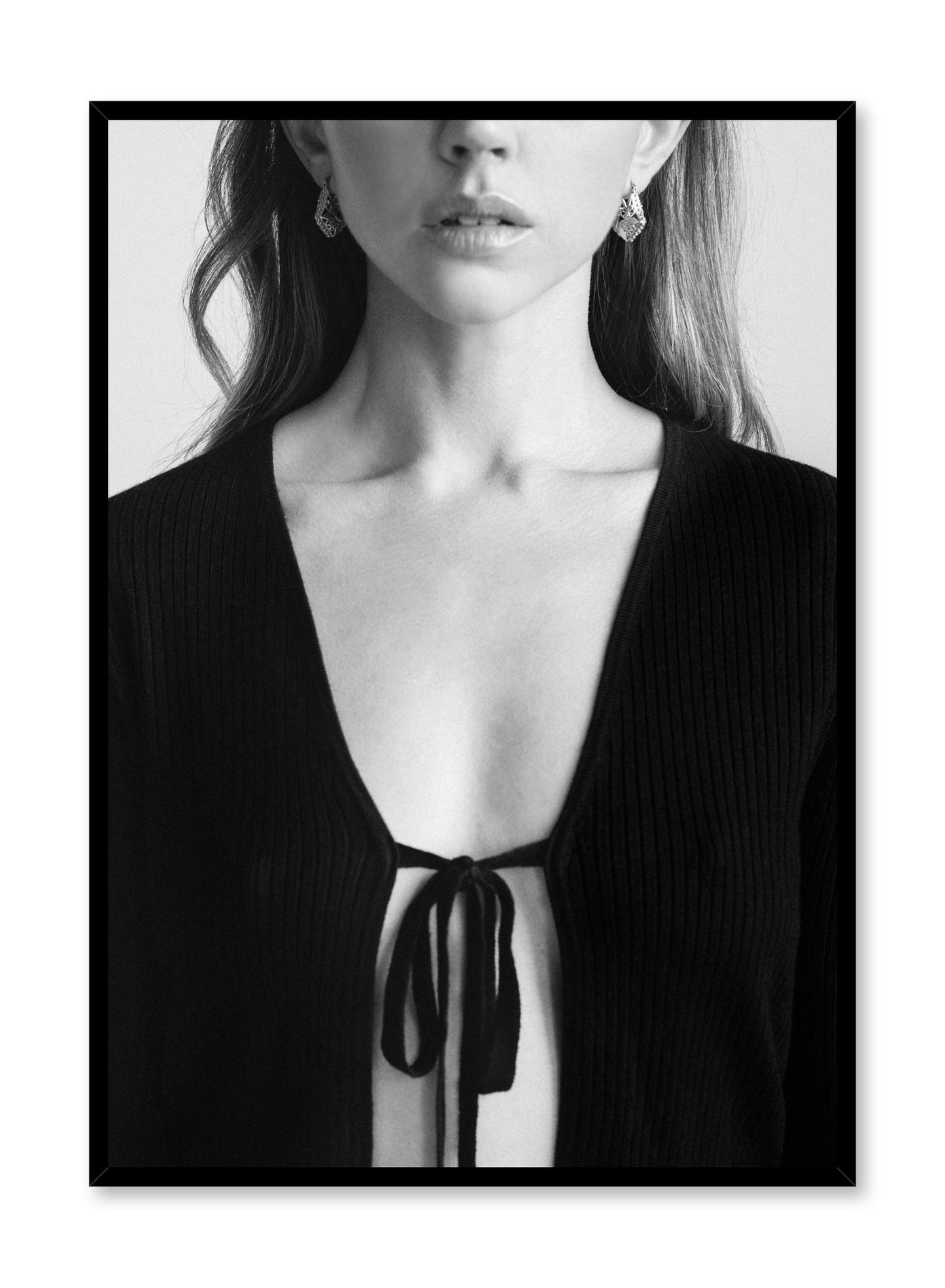 Black and white fashion photography poster by Opposite Wall with woman in black cardigan