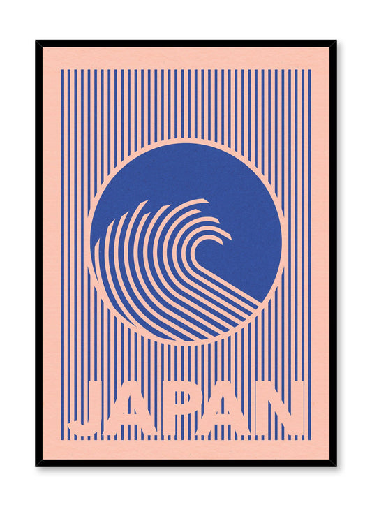 Minimalist pop art paper illustration by German artist Rosi Feist with Japanese style wave