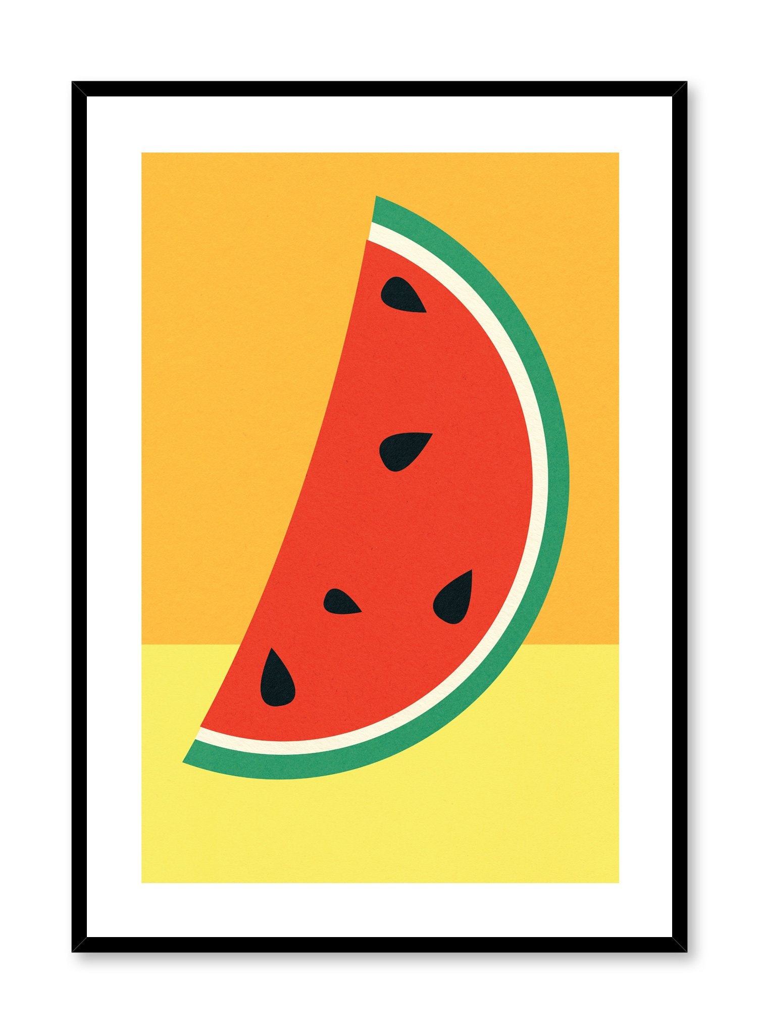 Minimalist pop art paper illustration by German artist Rosi Feist with group of watermelon slice