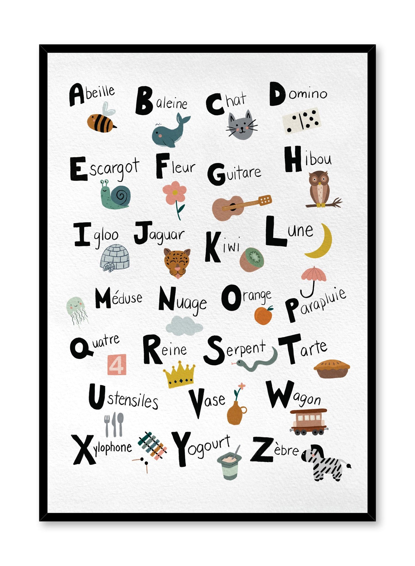 Kids nursery poster by Opposite Wall with Alphabet in French illustrations