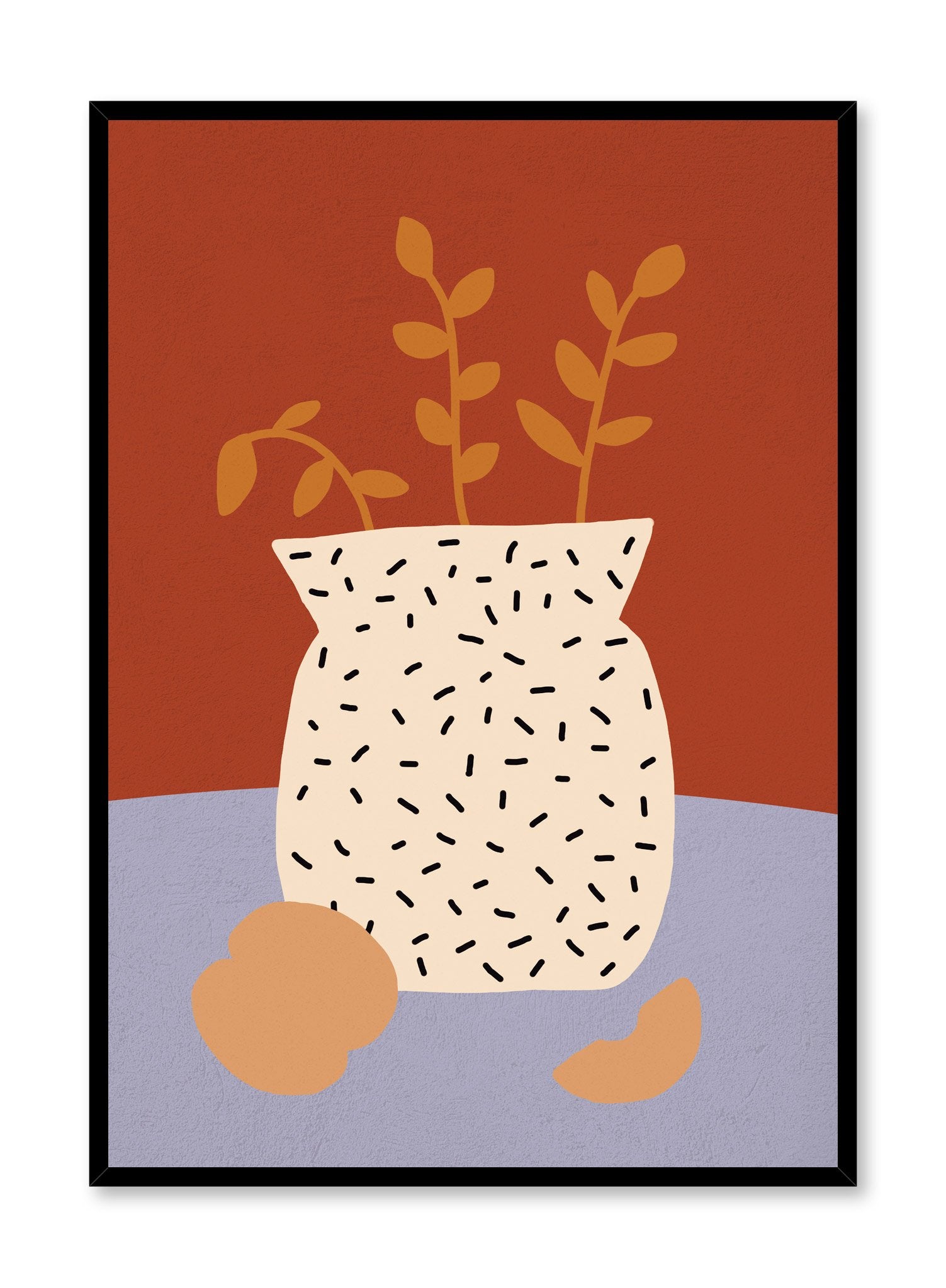 Minimalist Still Life is a fruit and vase illustration poster by Opposite Wall.