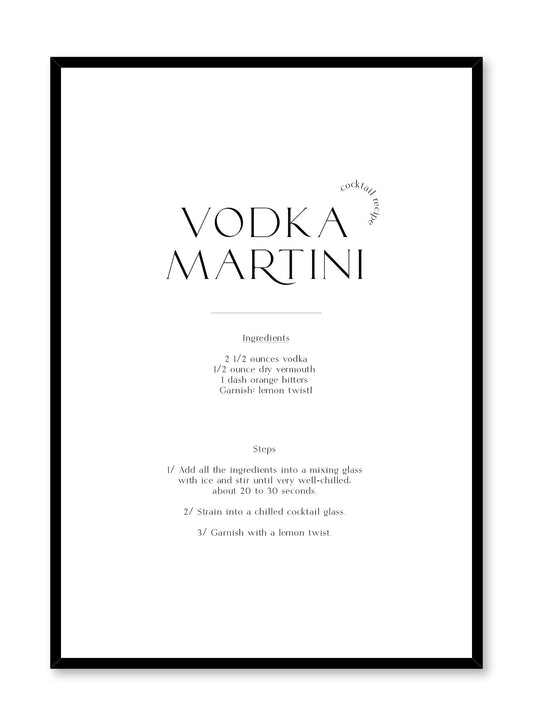 Vodka Martini is a cocktail recipe typography poster by Opposite Wall.