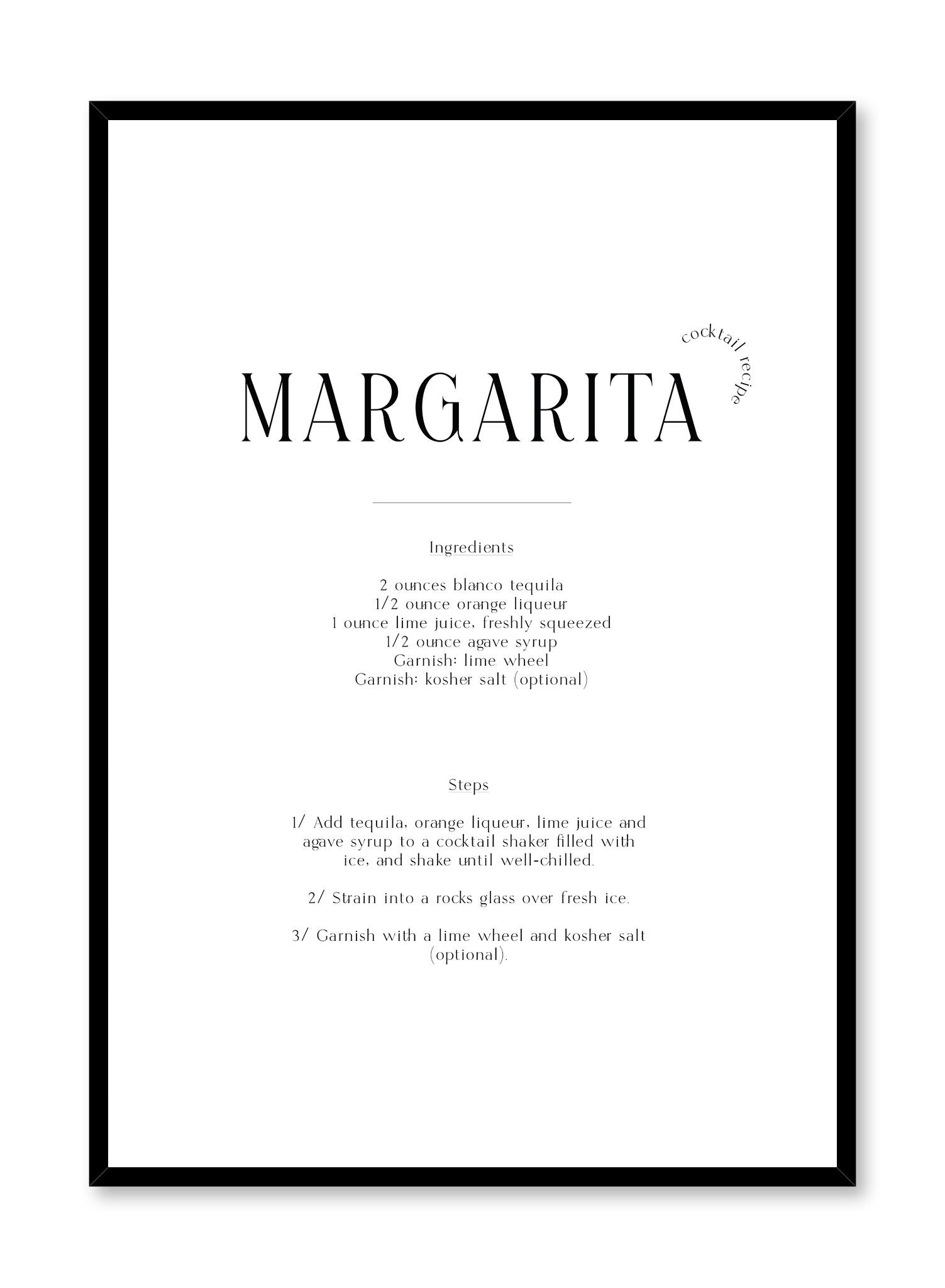 Margarita is a cocktail recipe typography poster by Opposite Wall.