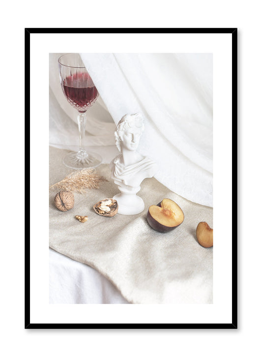 Bon Vivant is a still life photography poster with fruit and wine by Opposite Wall.