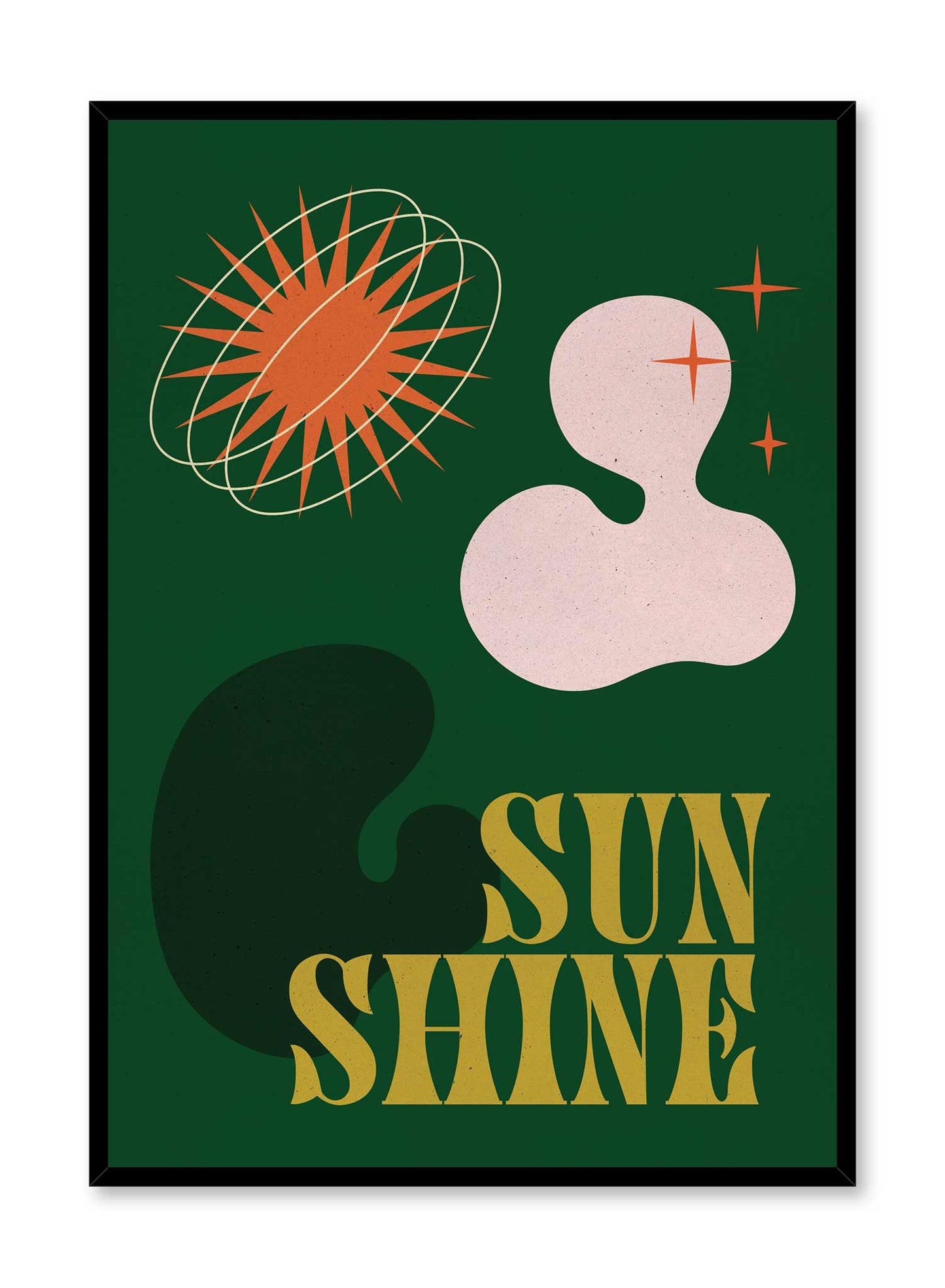 Groovy Sunshine in Green is a colourful and vintage shapes and typography poster by Opposite Wall.