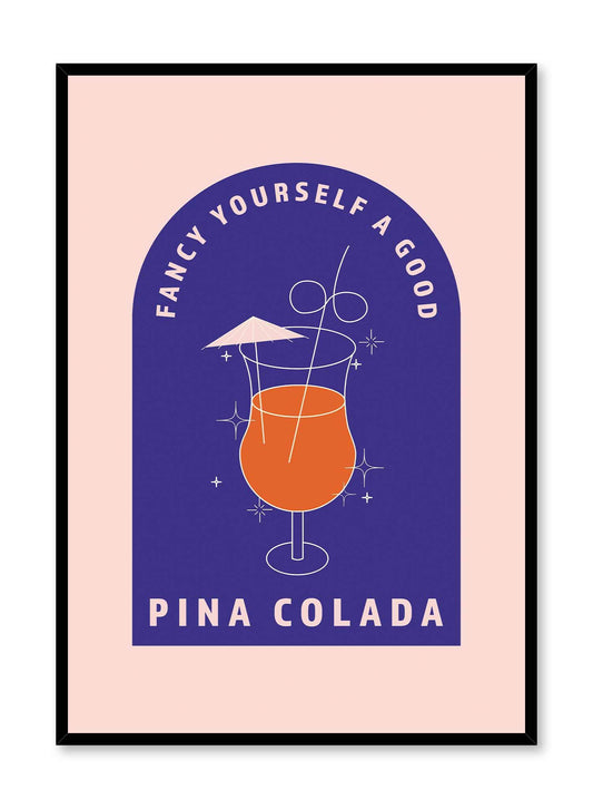 Piña Colada is a retro illustration poster of a orange piña colada cocktail by Opposite Wall.