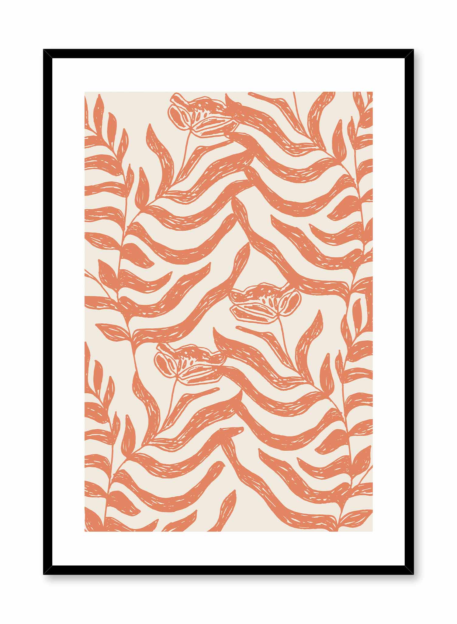 Floral Reef is a vector illustration of a bush of bright orange flowers by Opposite Wall.