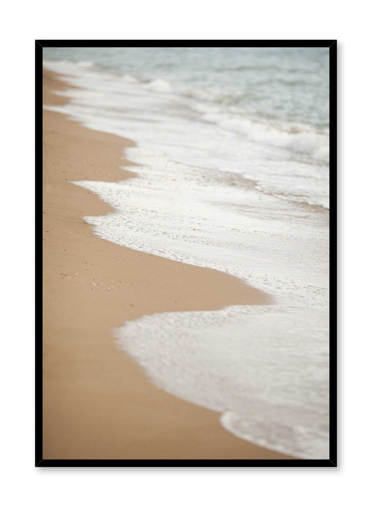 Ocean Tide is a minimalist photography of a calm wave crashing onto the shore of a beach by Opposite Wall.