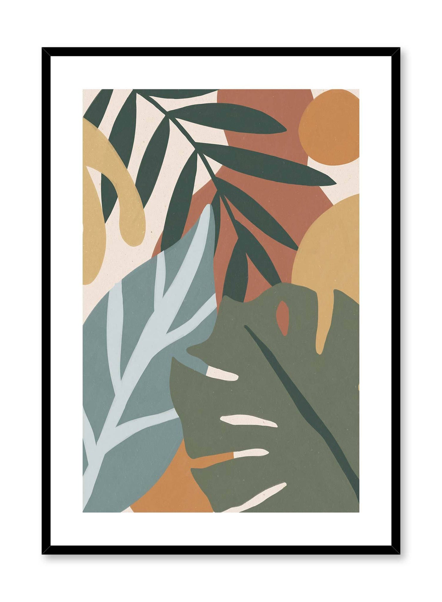 Vibrant Herborium is a minimalist illustration of colourful leaves coming from different plants superposed on top of each other by Opposite Wall.