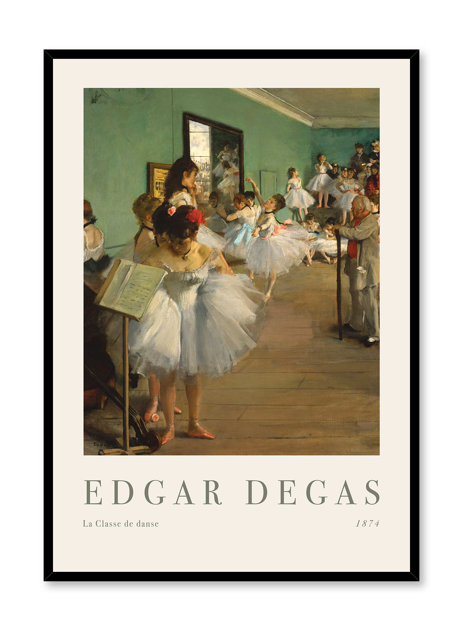 The Ballet Class is a minimalist artwork by Opposite Wall of Edgar Degas' La Classe de danse from 1874.