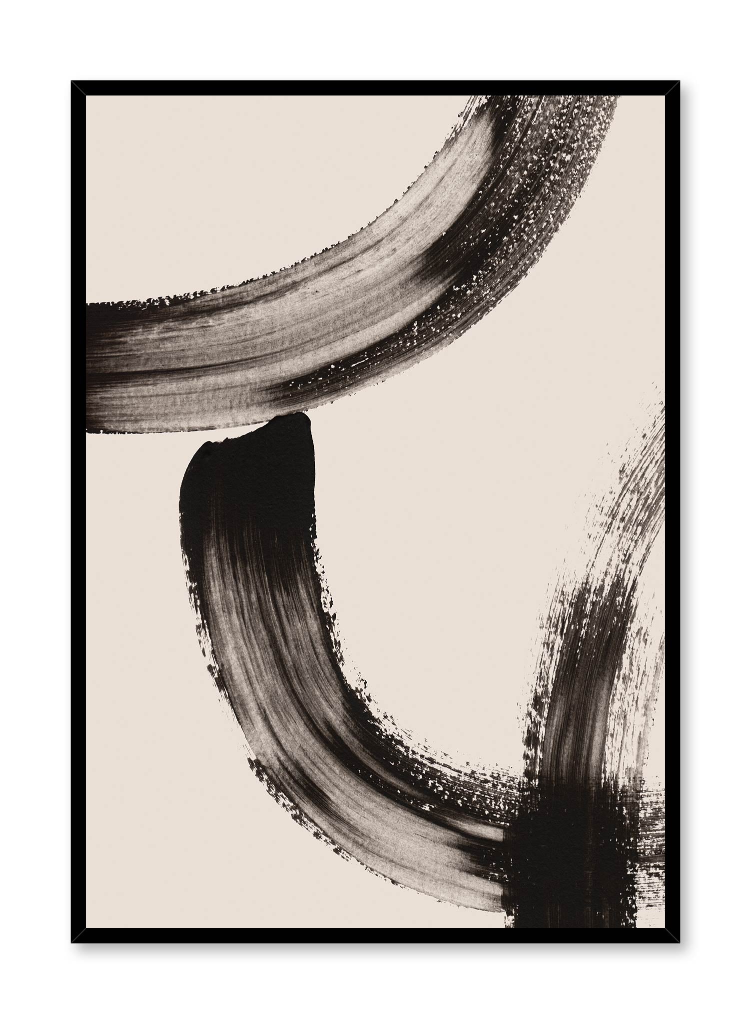 Swoosh is a minimalist abstract illustration of black brush strokes drawing round lines by Opposite Wall.