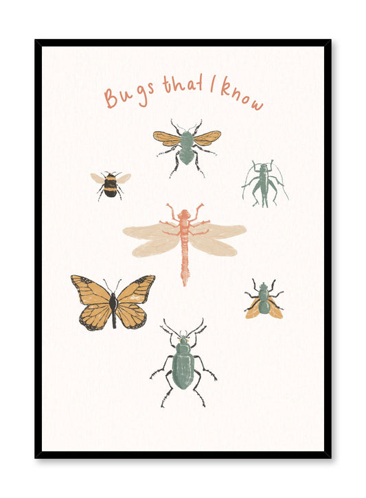 Bug's Life is a minimalist illustration by Opposite Wall of seven different types of commonly found bugs.