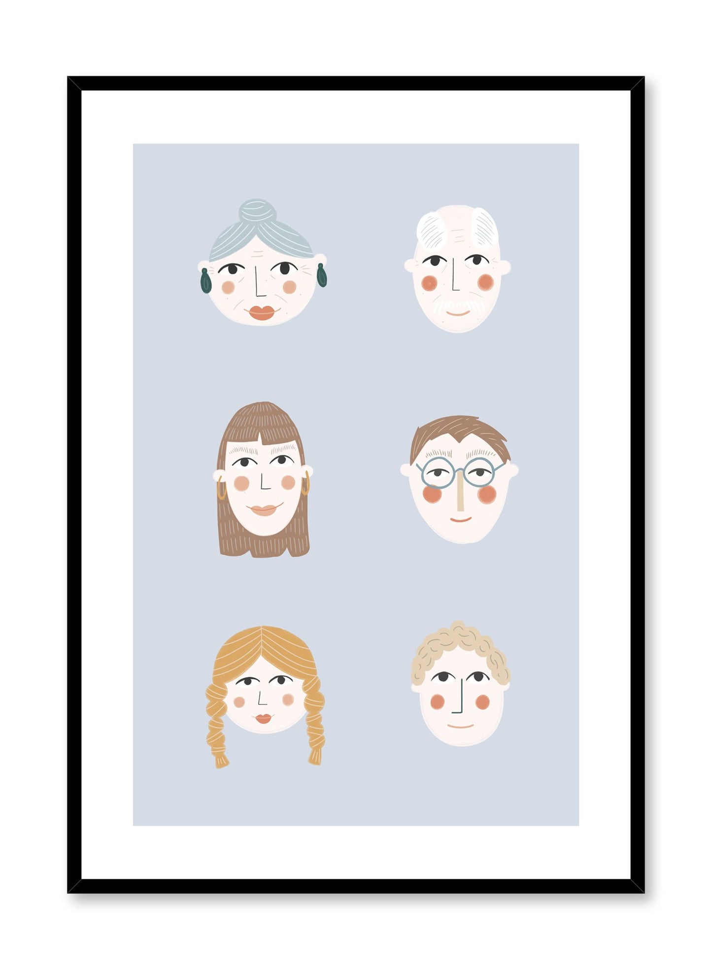 Family Ties is a minimalist illustration by Opposite Wall of family portrait of three generation.