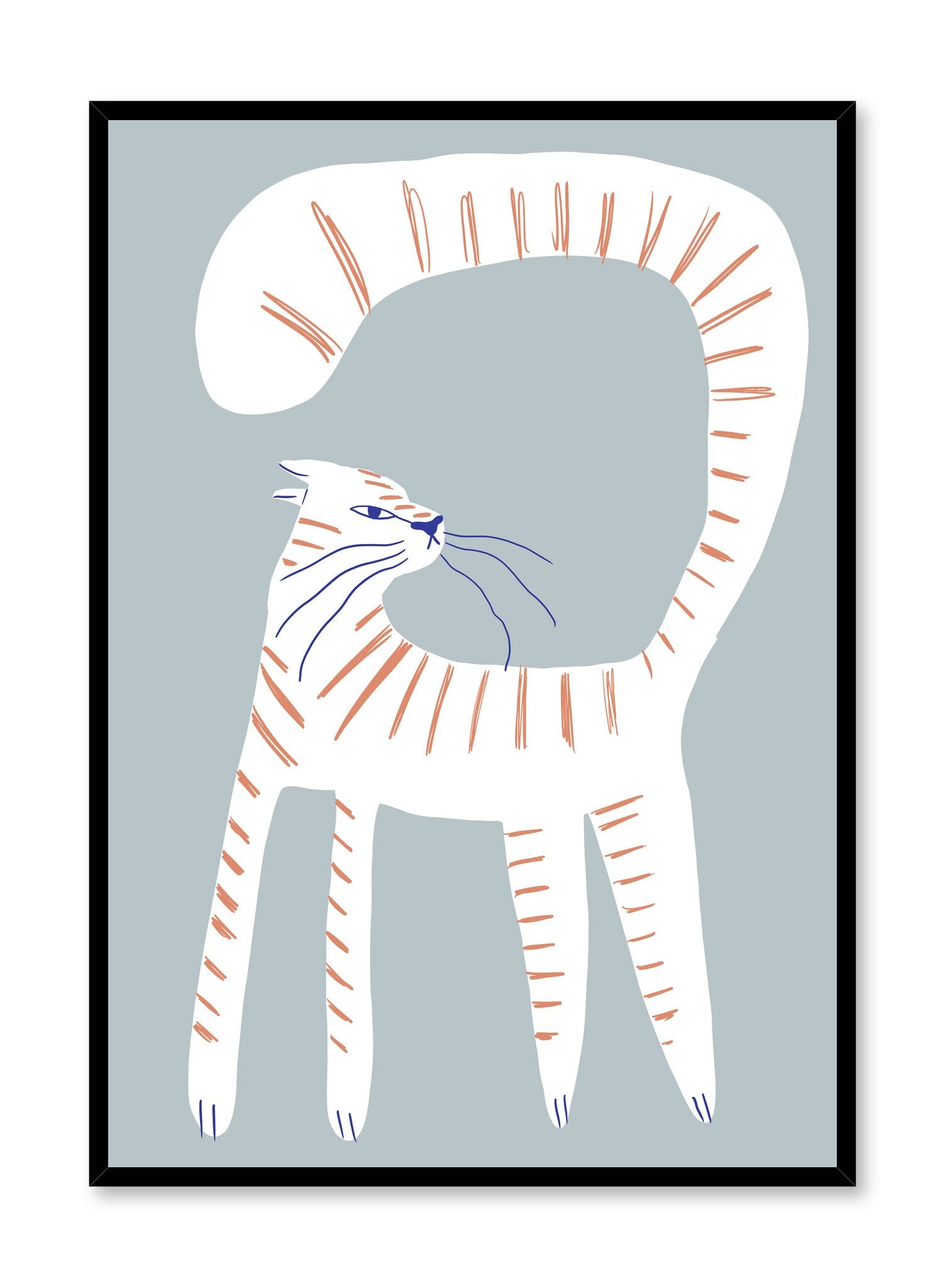 Kitty Attitude is a minimalist illustration by Opposite Wall of a grumpy striped cat raising its tail.