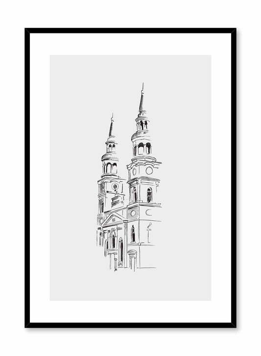 Montreal Church Line Art, Poster | Oppositewall.com