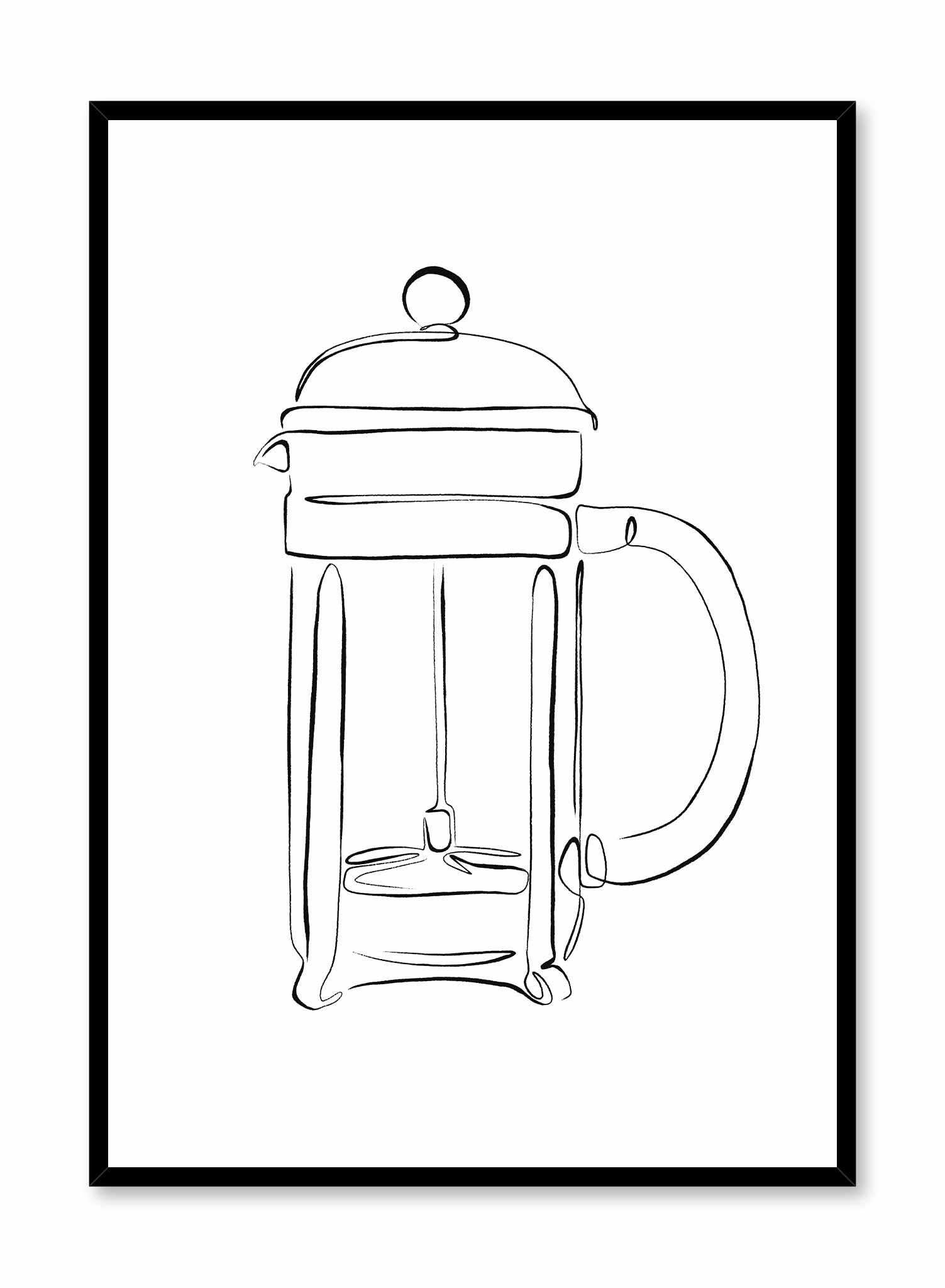 French Press Line art Illustration, Poster | Oppositewall.com