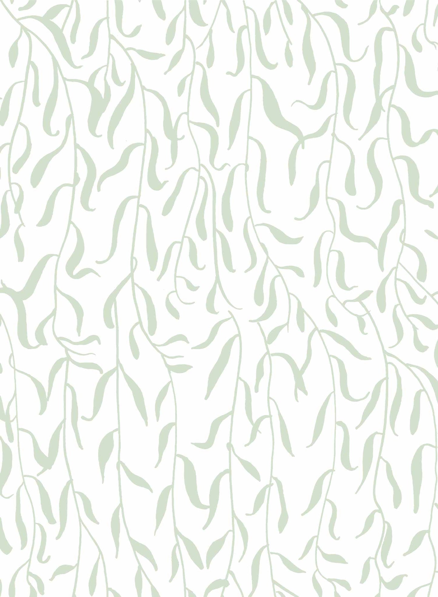 Weeping Willow is a minimalist wallpaper by Opposite Wall of sparse weeping willow branches and their leaves.