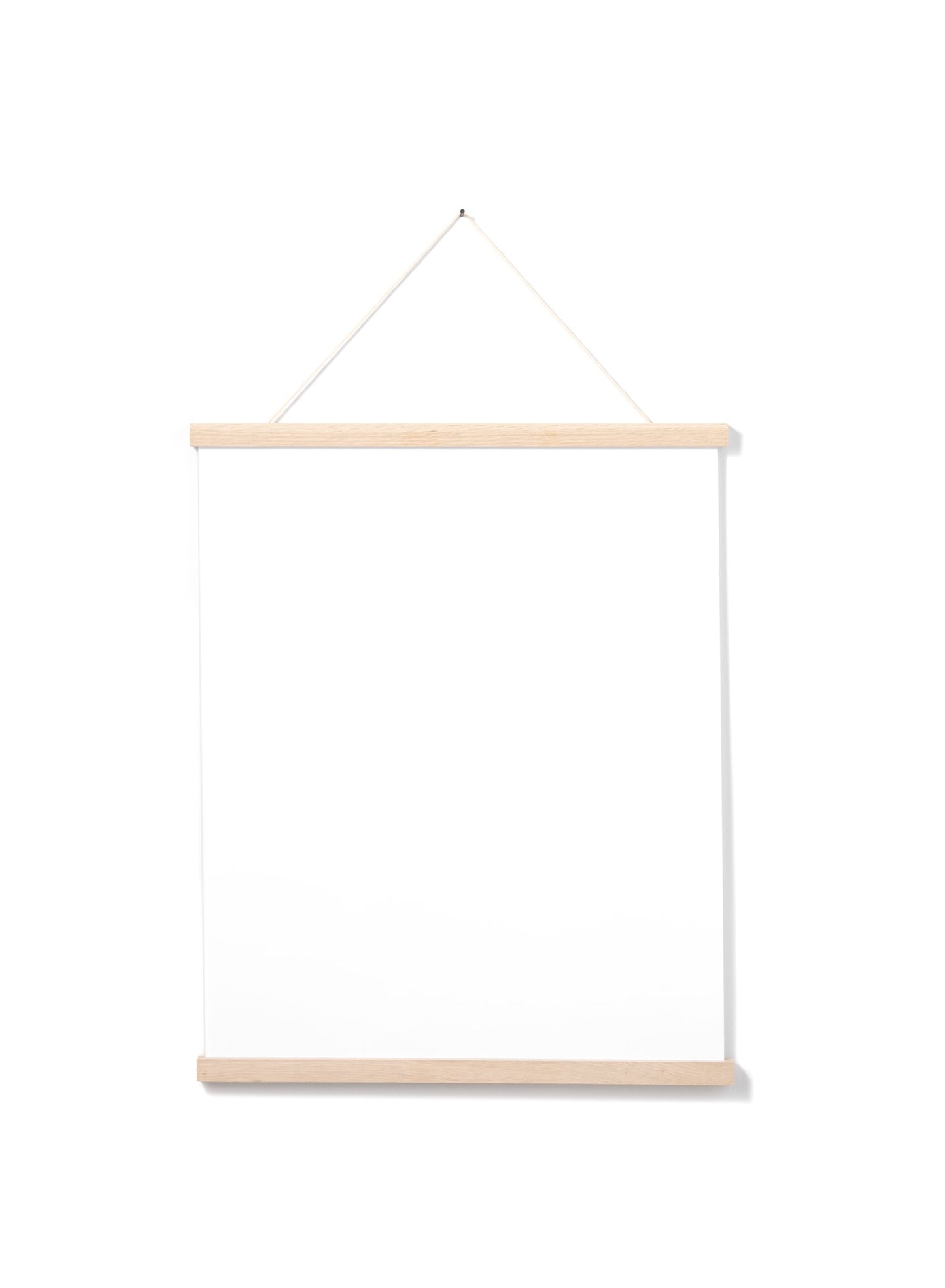 Scandinavian solid oak poster wall hanger by Opposite Wall - Front of the poster hanger - Size 16 inches