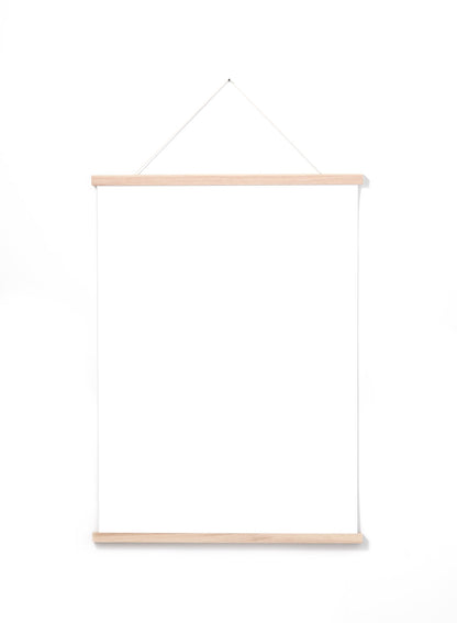 Scandinavian solid oak poster wall hanger by Opposite Wall - Front of the poster hanger - Size 20 inches