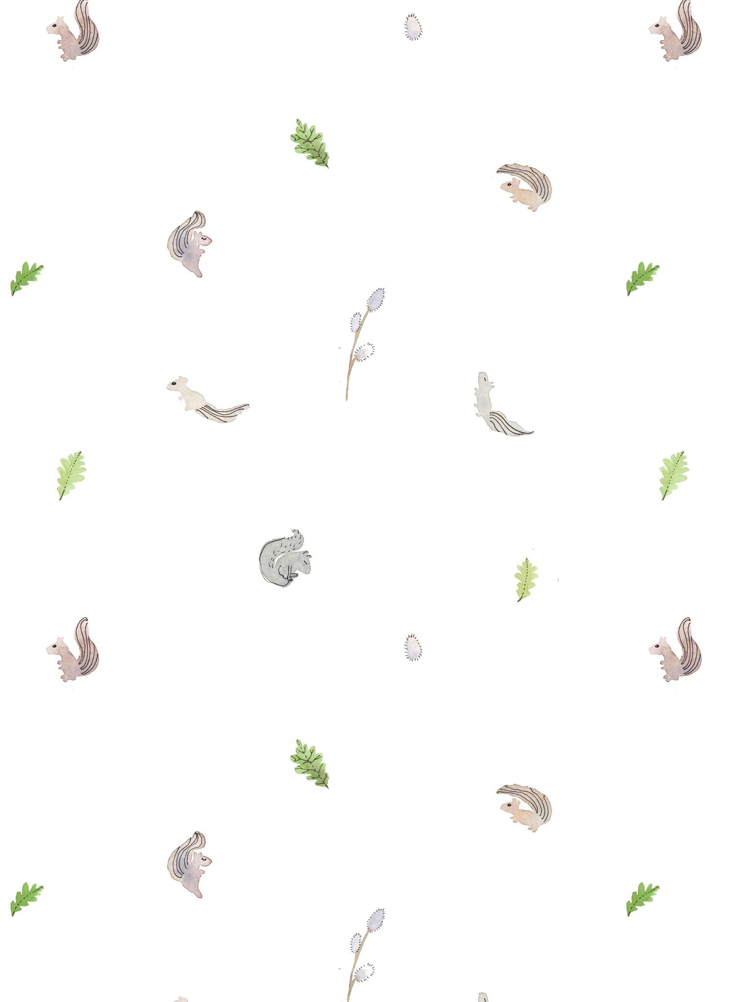 Squirrel Friends is a Minimalist wallpaper by Opposite Wall of colorful squirrels.