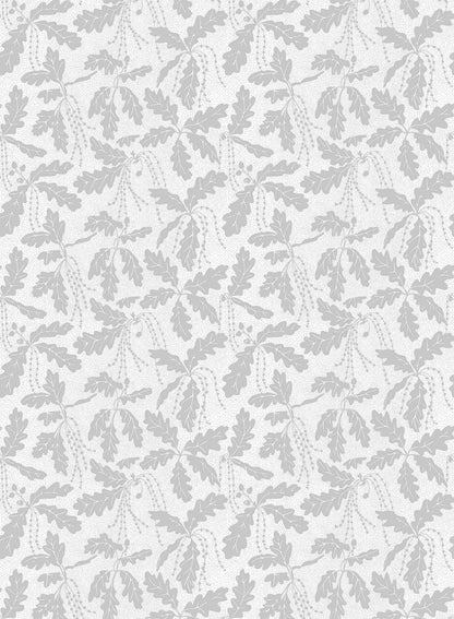 Oak Catkin is a minimalist wallpaper by Opposite Wall of leaves and catkins of oak trees.