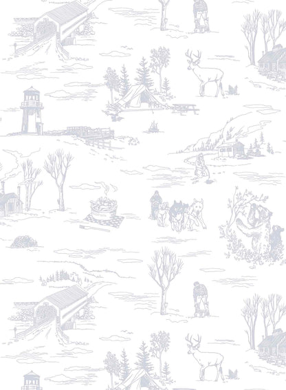 Folklore is a minimalist wallpaper by Opposite Wall of drawings of typical Canadian sightings.