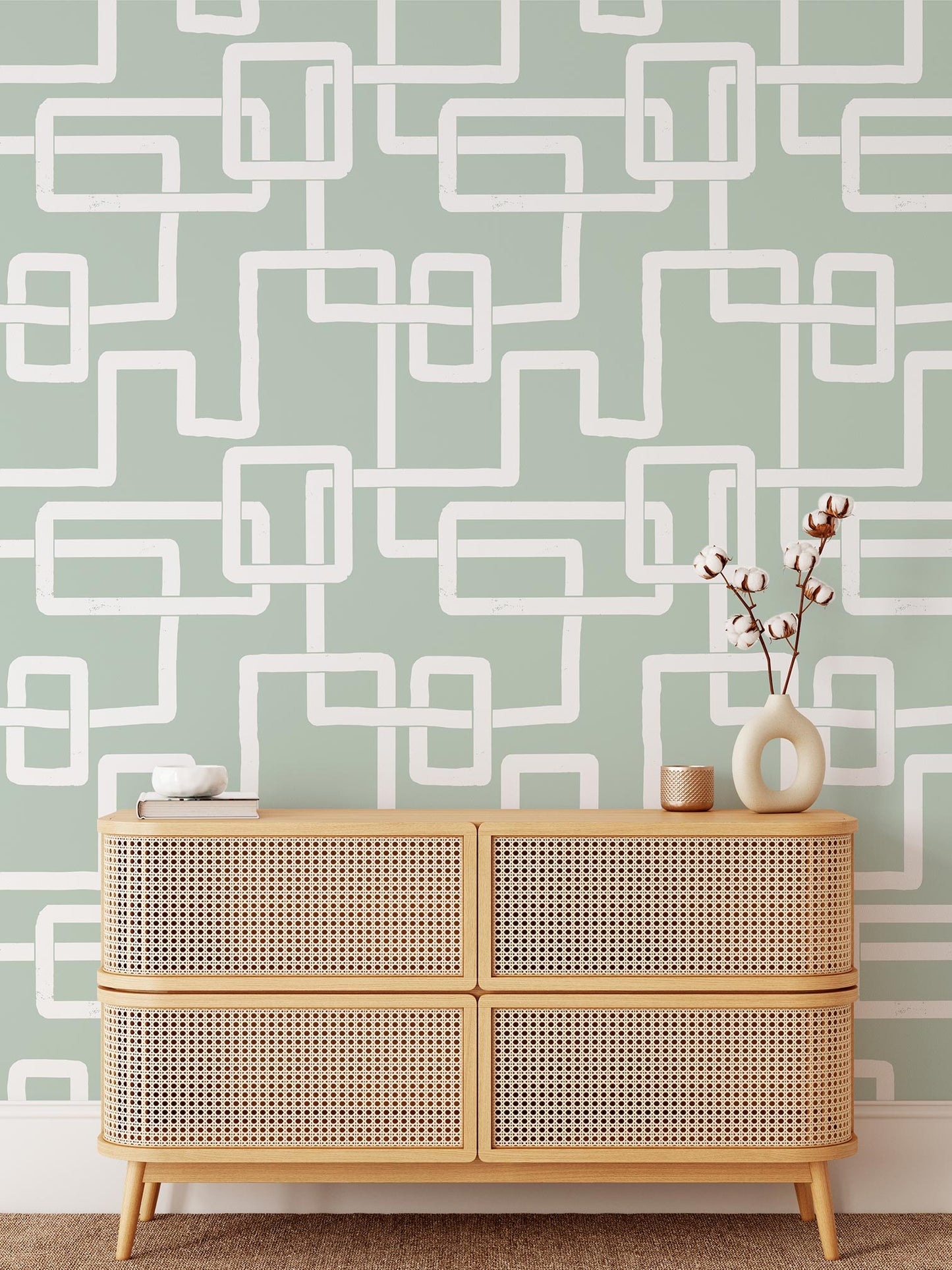 Imbroglio is a minimalist wallpaper by Opposite Wall of lines forming a path to resemble a maze.