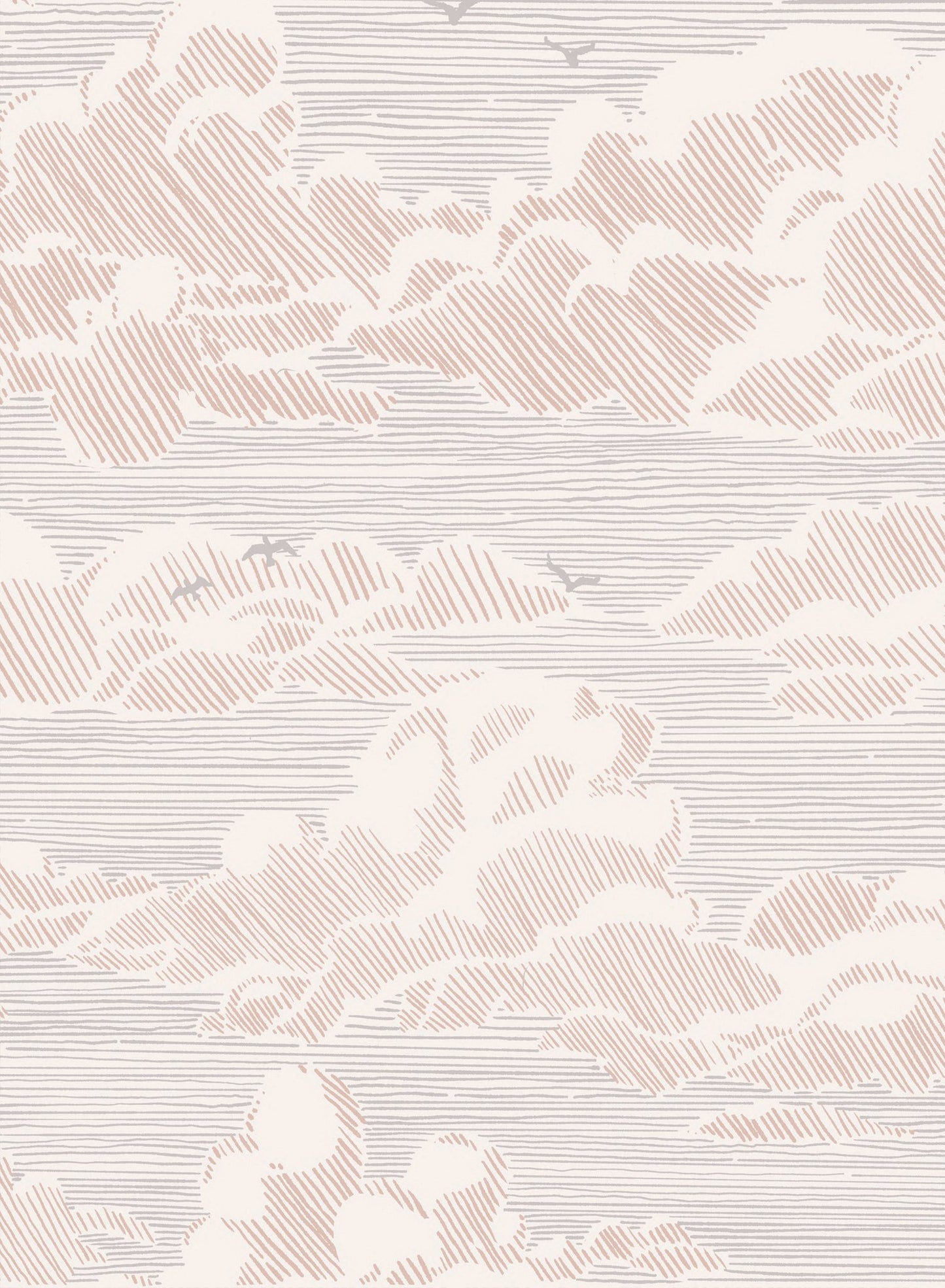 Sky Bound is a minimalist wallpaper by Opposite Wall of a cloudy sky background with birds flying across.