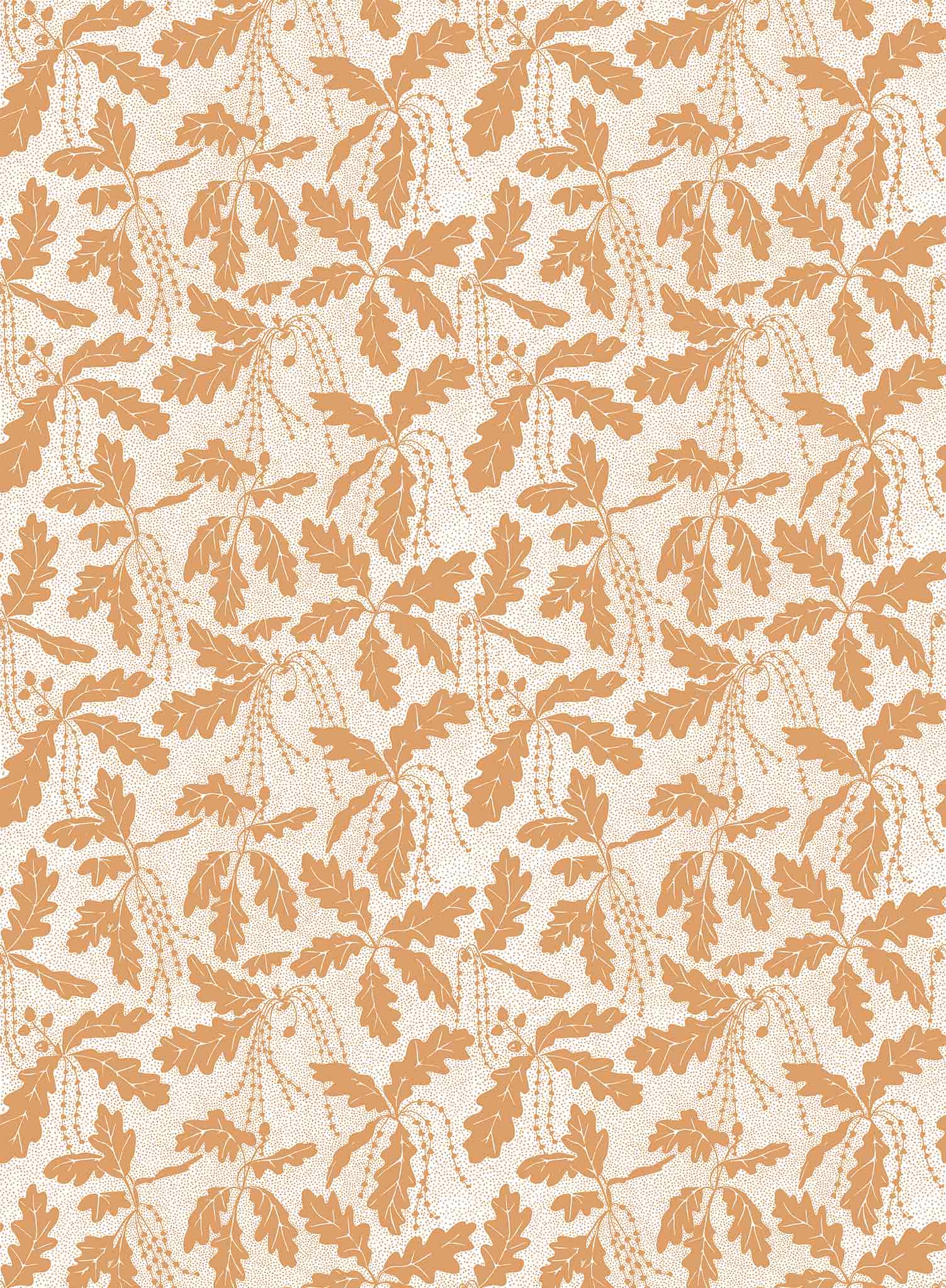 Oak Catkin is a minimalist wallpaper by Opposite Wall of leaves and catkins of oak trees.