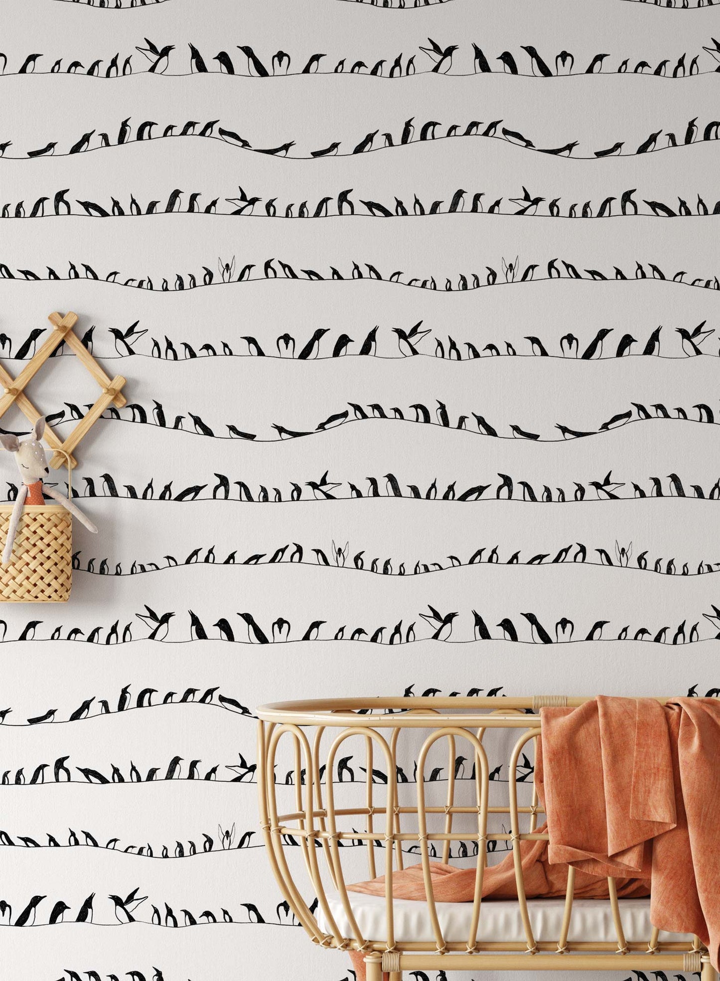 Tuxedo is a Minimalist wallpaper by Opposite Wall of penguins walking in line.