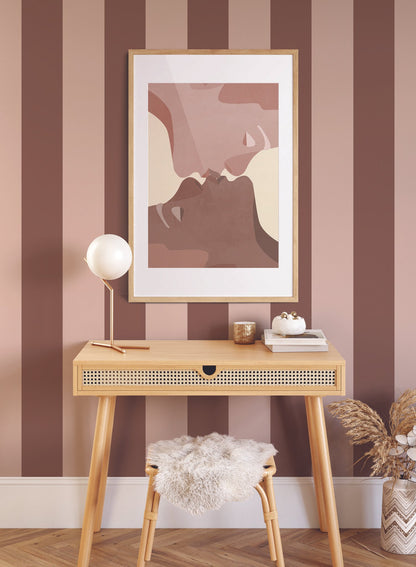 Bengale is a minimalist wallpaper by Opposite Wall of the classic two-tone vertical stripes.