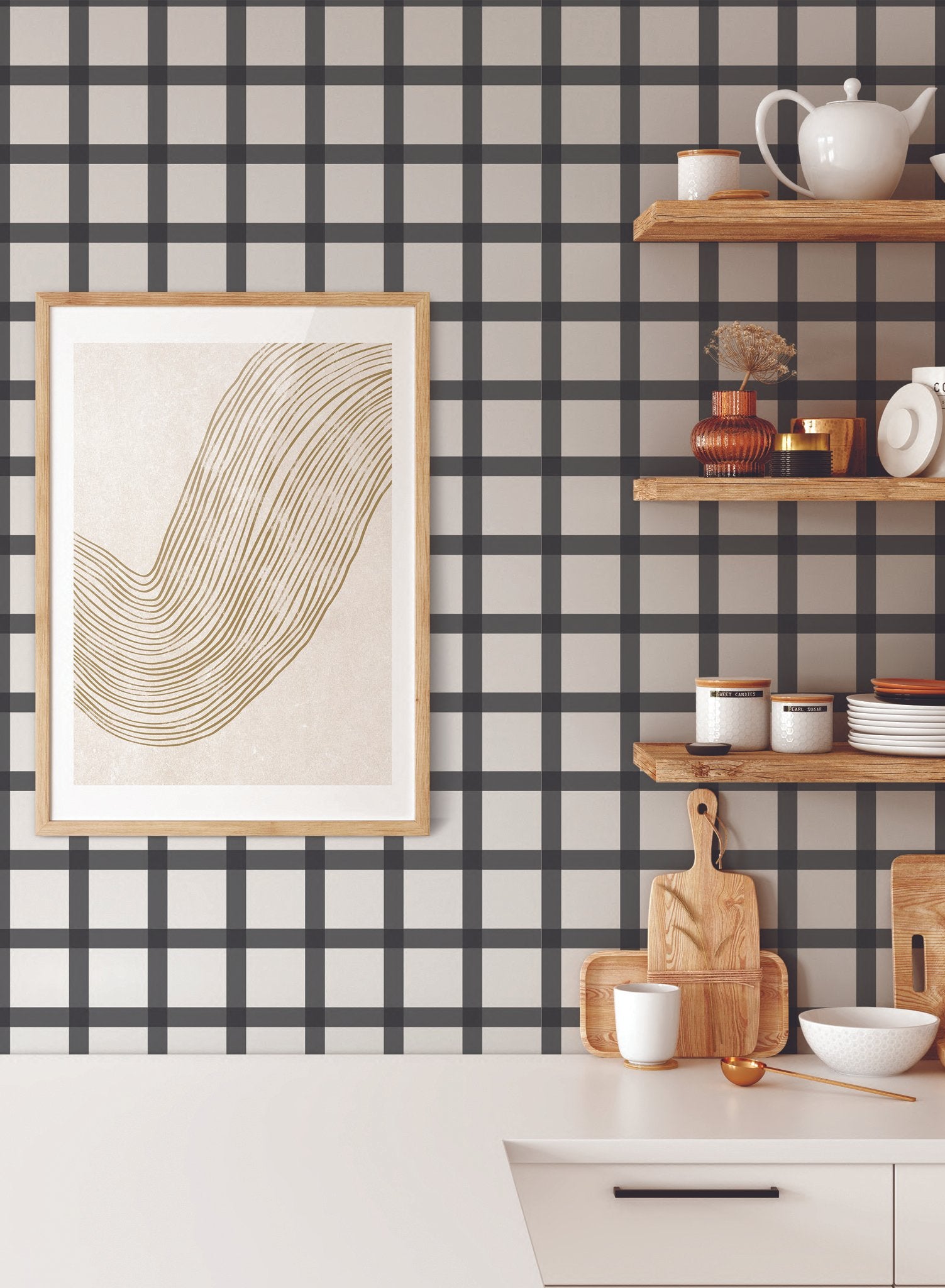 Off the Grid is minimalist wallpaper by Opposite Wall of a never ending grid paper pattern.