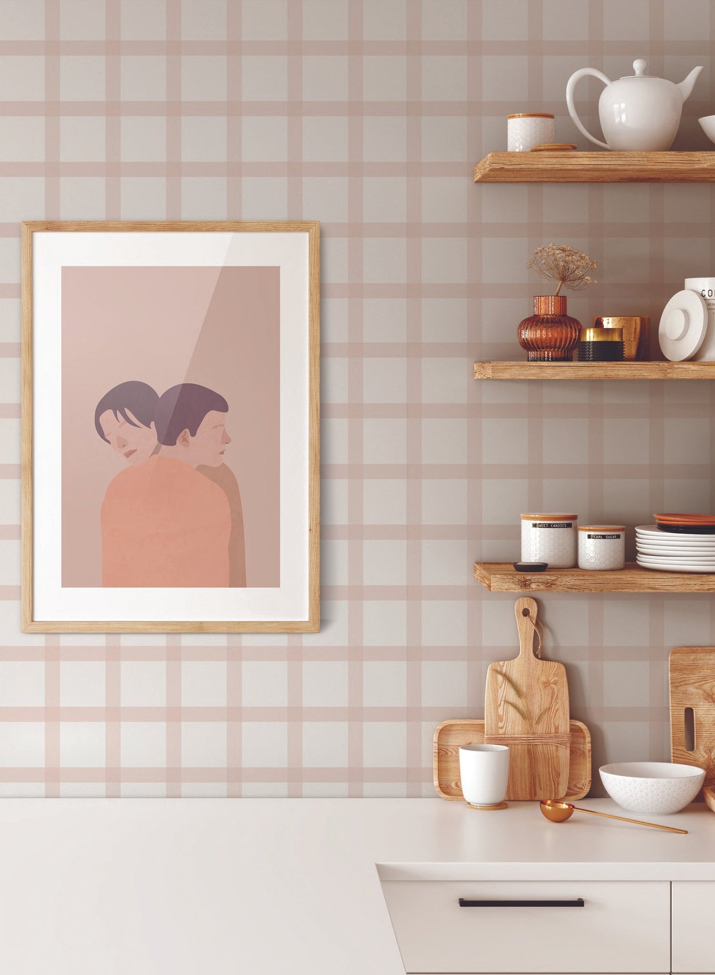 Off the Grid is minimalist wallpaper by Opposite Wall of a never ending grid paper pattern.