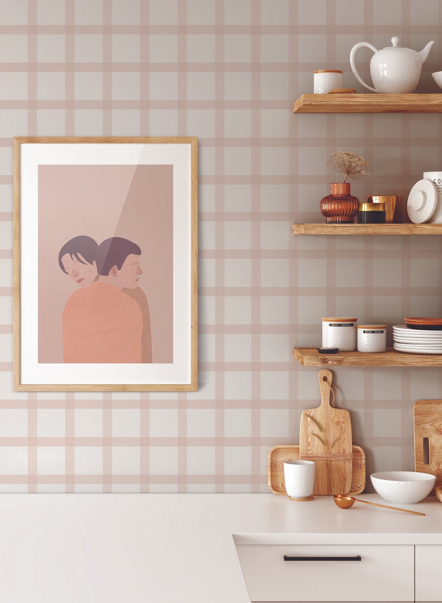 Off the Grid is minimalist wallpaper by Opposite Wall of a never ending grid paper pattern.