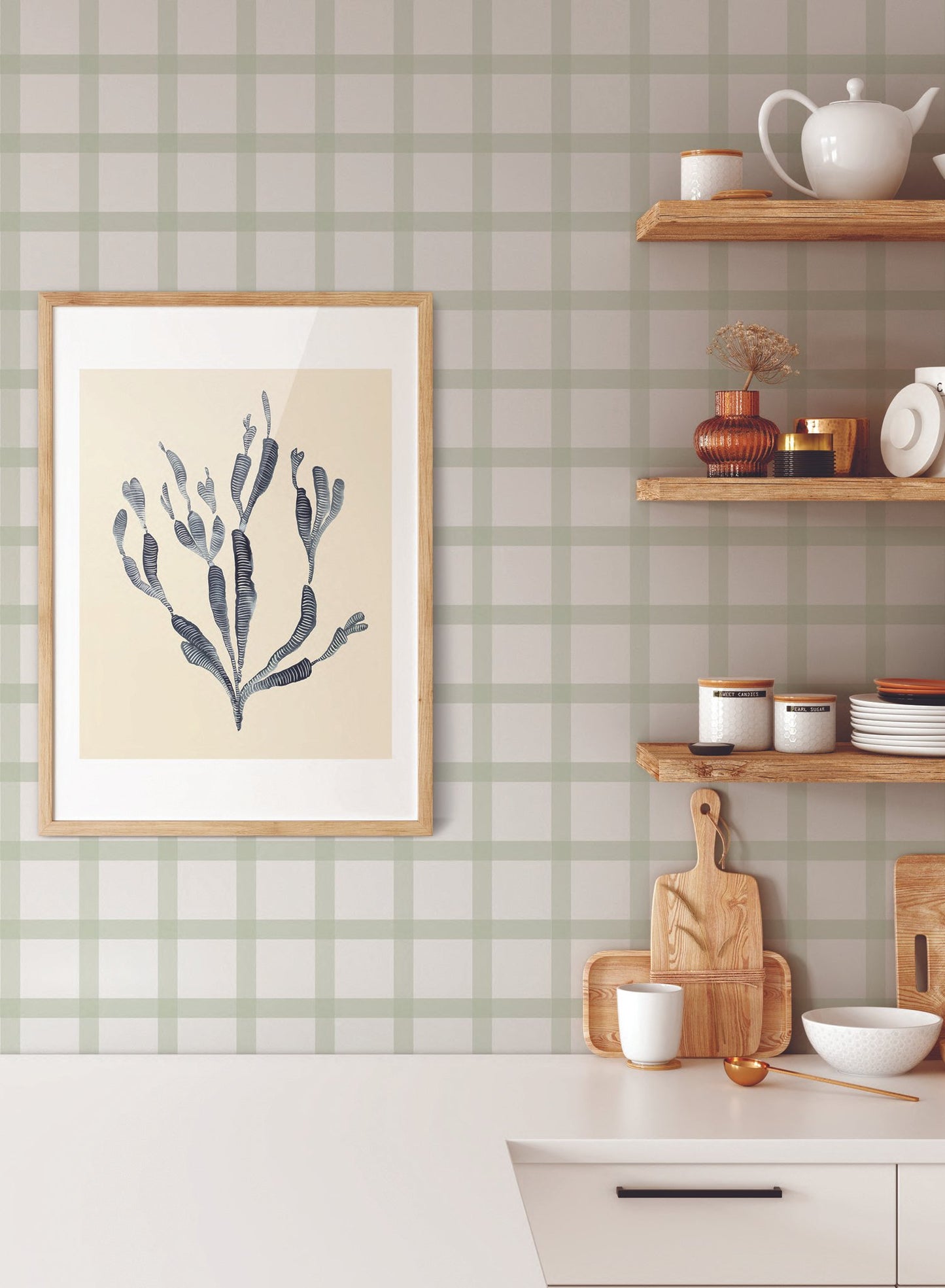Off the Grid is minimalist wallpaper by Opposite Wall of a never ending grid paper pattern.