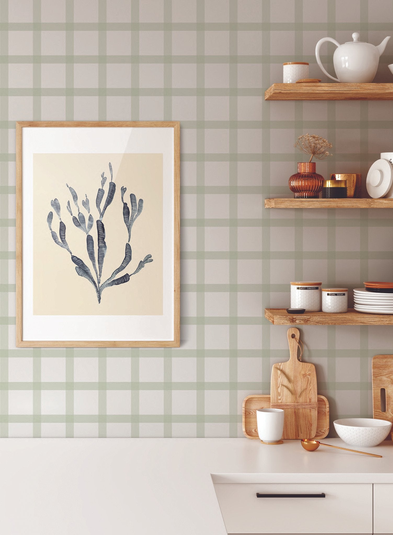 Off the Grid is minimalist wallpaper by Opposite Wall of a never ending grid paper pattern.