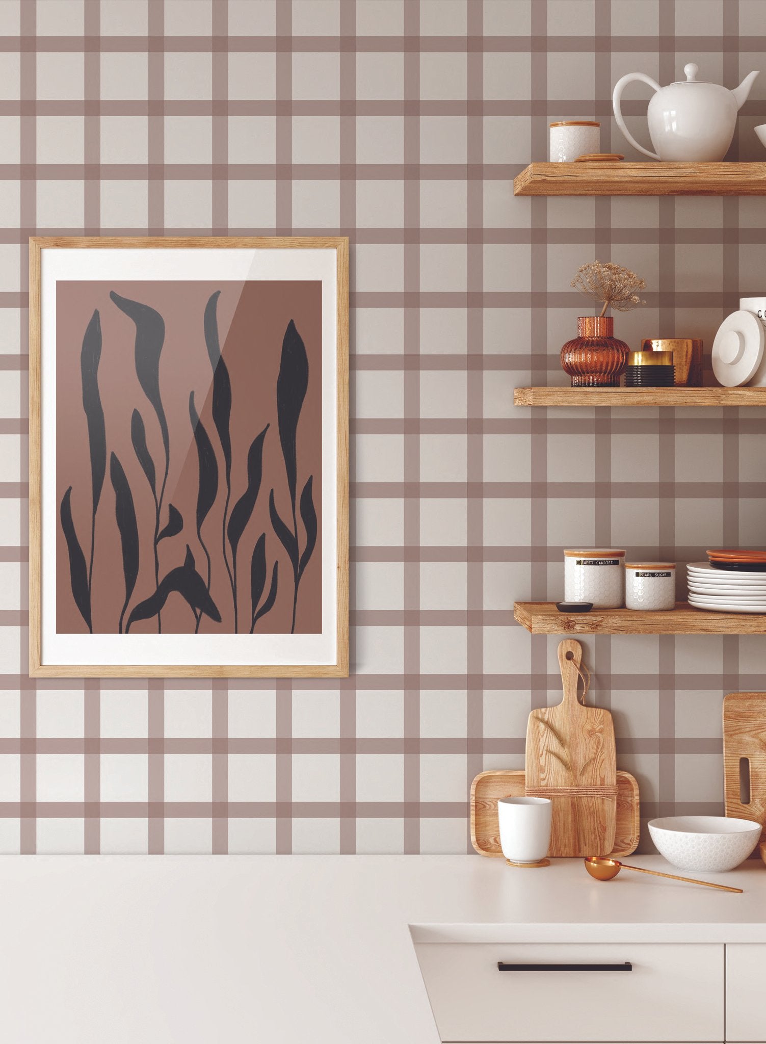 Off the Grid is minimalist wallpaper by Opposite Wall of a never ending grid paper pattern.