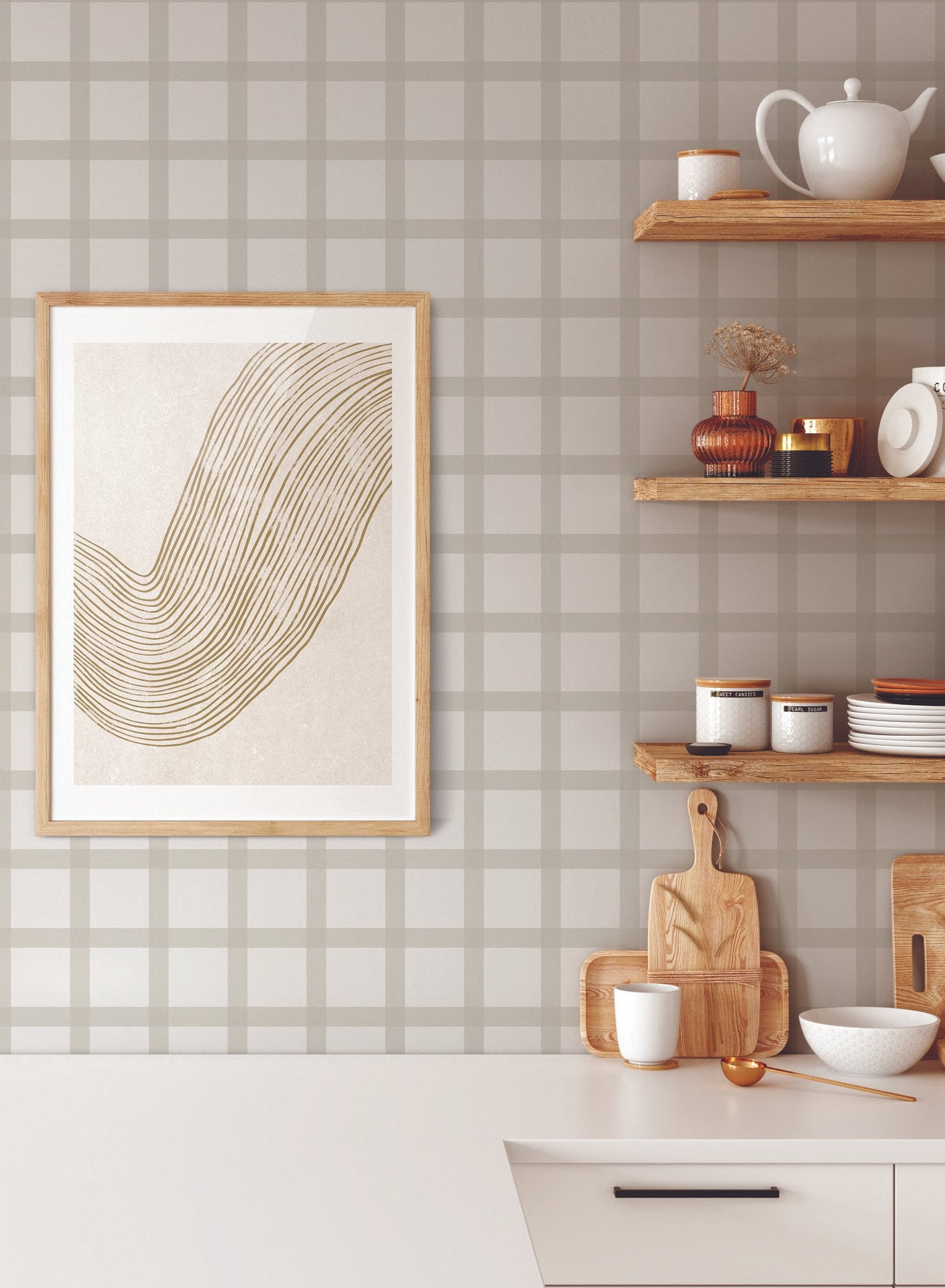 Off the Grid is minimalist wallpaper by Opposite Wall of a never ending grid paper pattern.