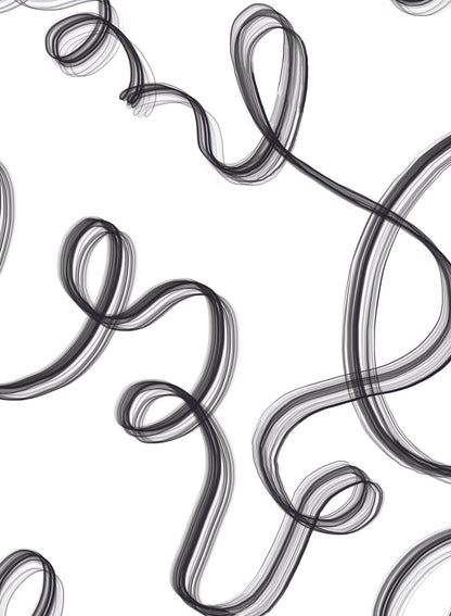 Up in Smoke is a minimalist wallpaper by Opposite Wall of cursive lines travelling on the wall.