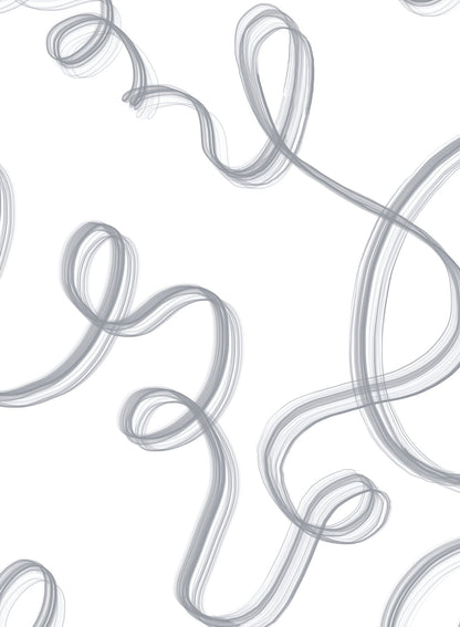 Up in Smoke is a minimalist wallpaper by Opposite Wall of cursive lines travelling on the wall.